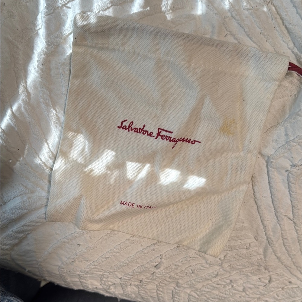 Salvatore Ferragamo Ivory Pouch with Red Logo